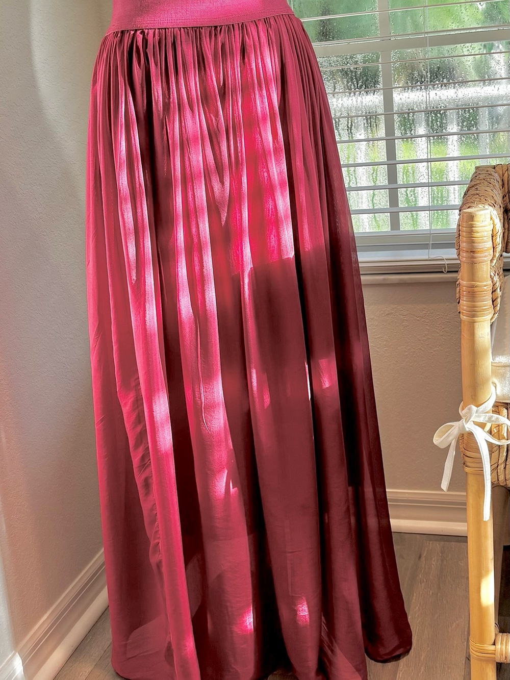 Italian Silk Maxi Skirt | Elastic Waist | Jersey Lined